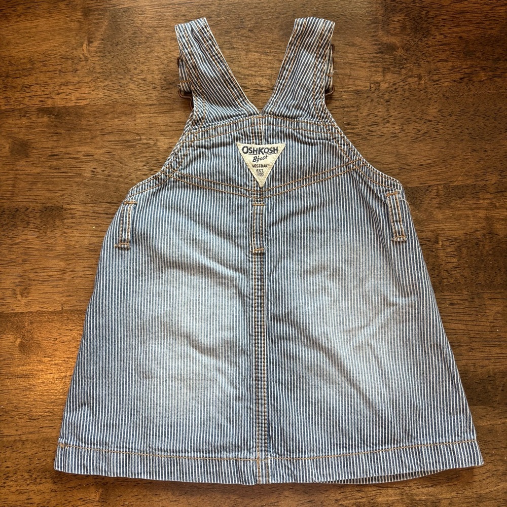 Oshkosh B’gosh Overall Dress Infant 9 months Baby Striped Nautical Summer Beach - Picture 3 of 4